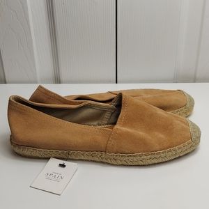 Anthro Maypol Tan Leather Flat Espadrille Slipper